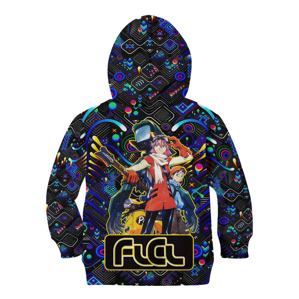 Vibing FLCL Kid Hoodie Anime Mix Colorful Abstract Style