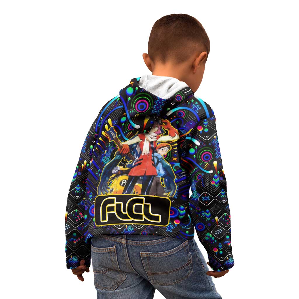 Vibing FLCL Kid Hoodie Anime Mix Colorful Abstract Style