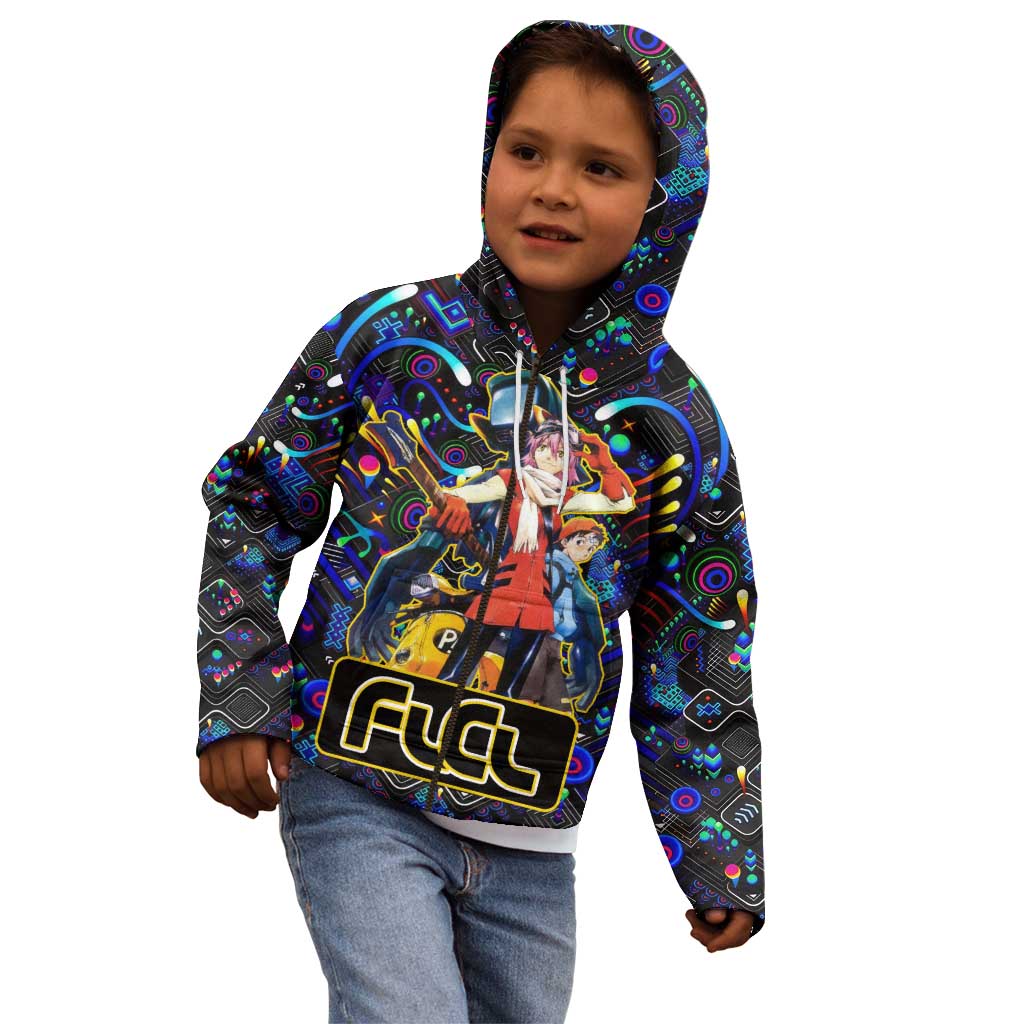 Vibing FLCL Kid Hoodie Anime Mix Colorful Abstract Style