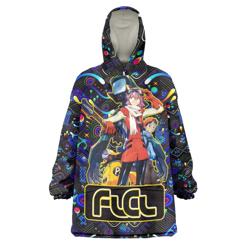 Vibing FLCL Wearable Blanket Hoodie Anime Mix Colorful Abstract Style