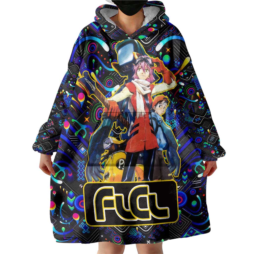 Vibing FLCL Wearable Blanket Hoodie Anime Mix Colorful Abstract Style