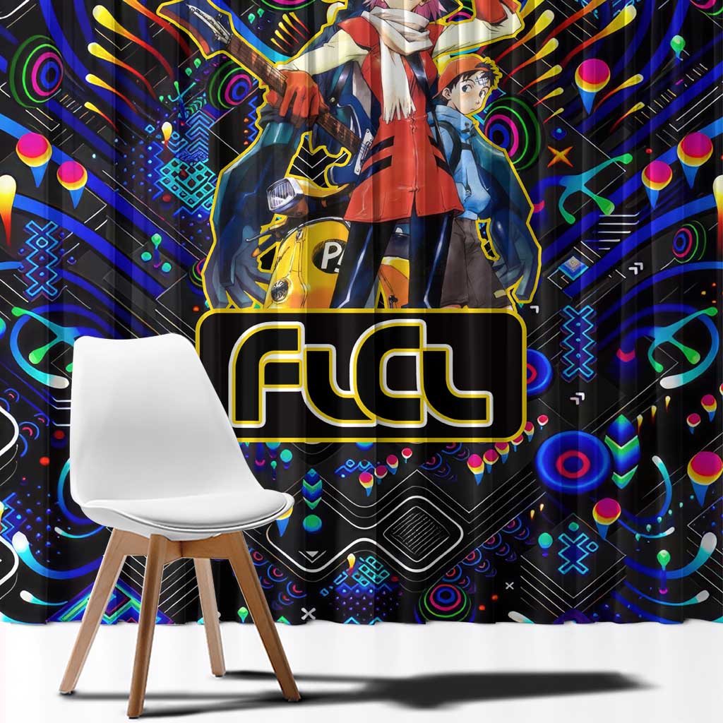 Vibing FLCL Window Curtain Anime Mix Colorful Abstract Style