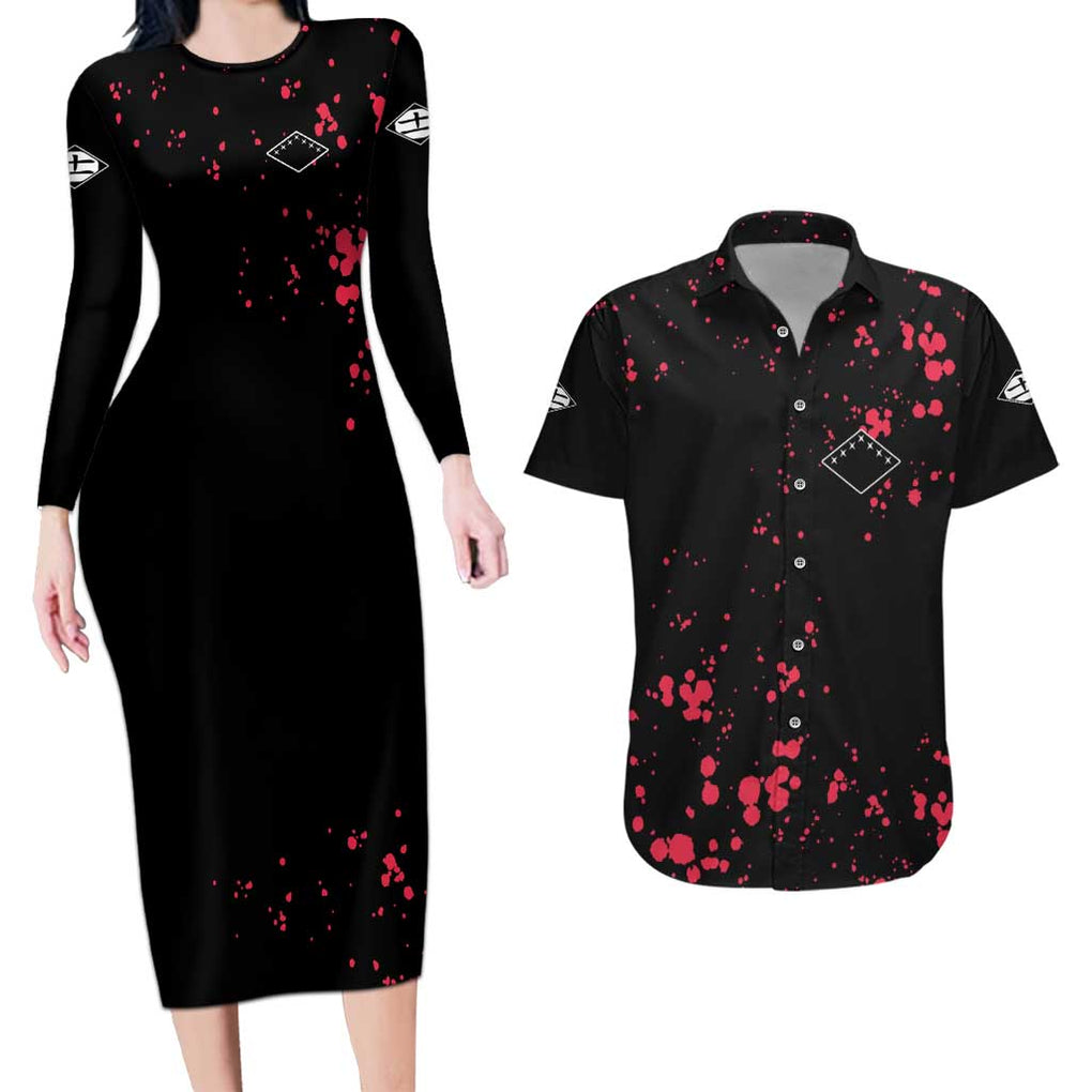 Zaraki Kenpachi - Bleach Couples Matching Long Sleeve Bodycon Dress and Hawaiian Shirt Anime Style