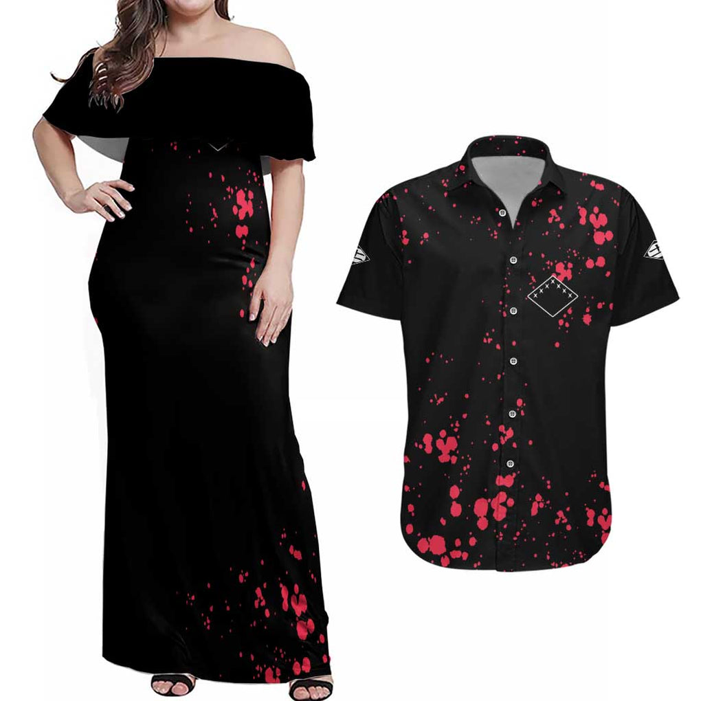 Zaraki Kenpachi - Bleach Couples Matching Off Shoulder Maxi Dress and Hawaiian Shirt Anime Style