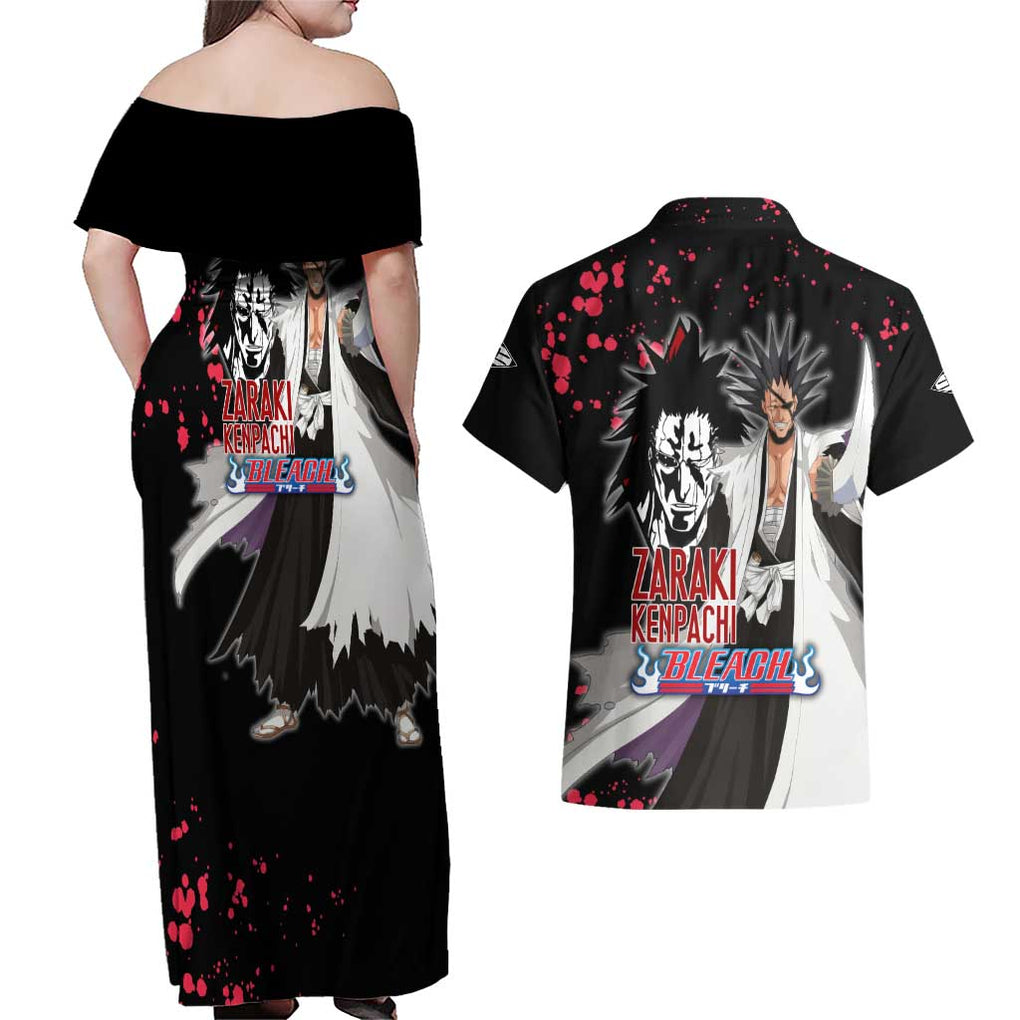 Zaraki Kenpachi - Bleach Couples Matching Off Shoulder Maxi Dress and Hawaiian Shirt Anime Style