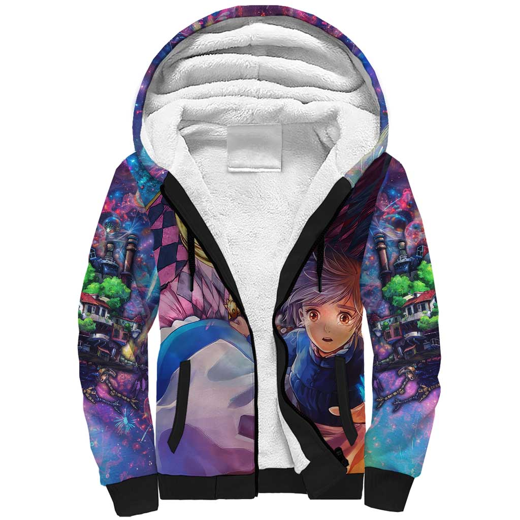 Trippy Howls Moving Castle Studio Ghibli Sherpa Hoodie Anime Mix With Trippy Style