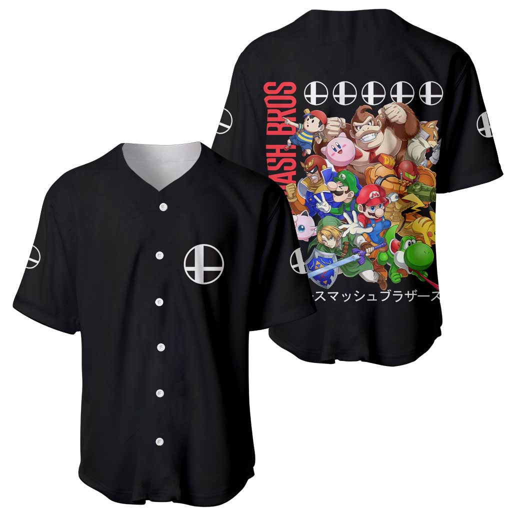 Super Smash Bros Baseball Jersey Anime Style