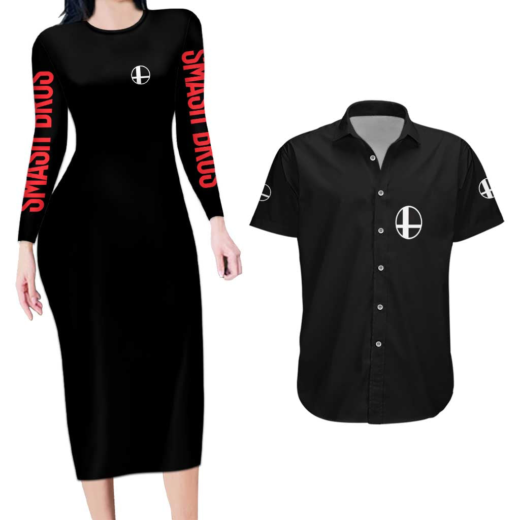 Super Smash Bros Couples Matching Long Sleeve Bodycon Dress and Hawaiian Shirt Anime Style