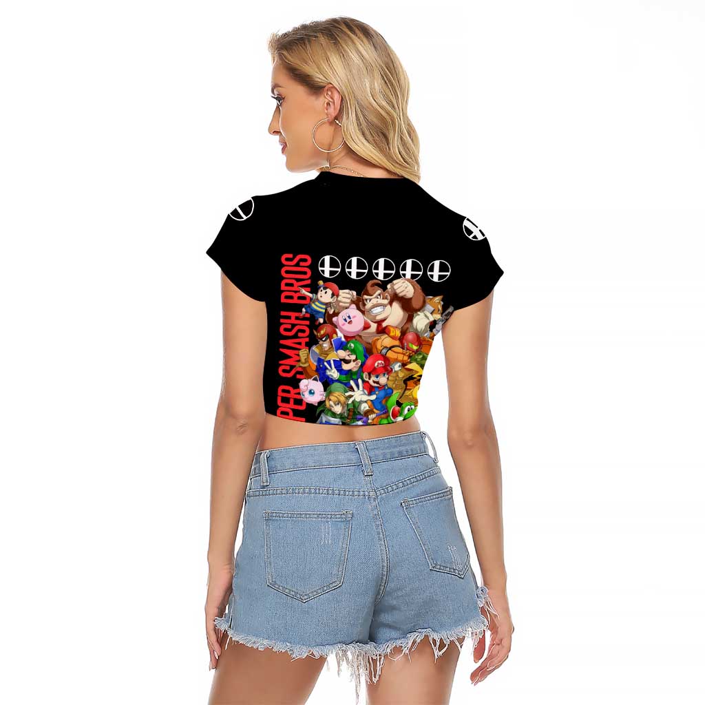 Super Smash Bros Raglan Cropped T Shirt Anime Style