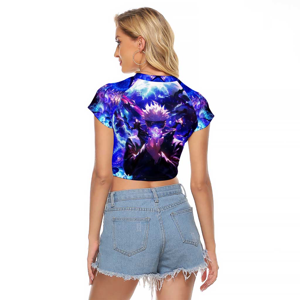 Trippy Gojo Satoru Jujutsu Kaisen Raglan Cropped T Shirt Anime Style