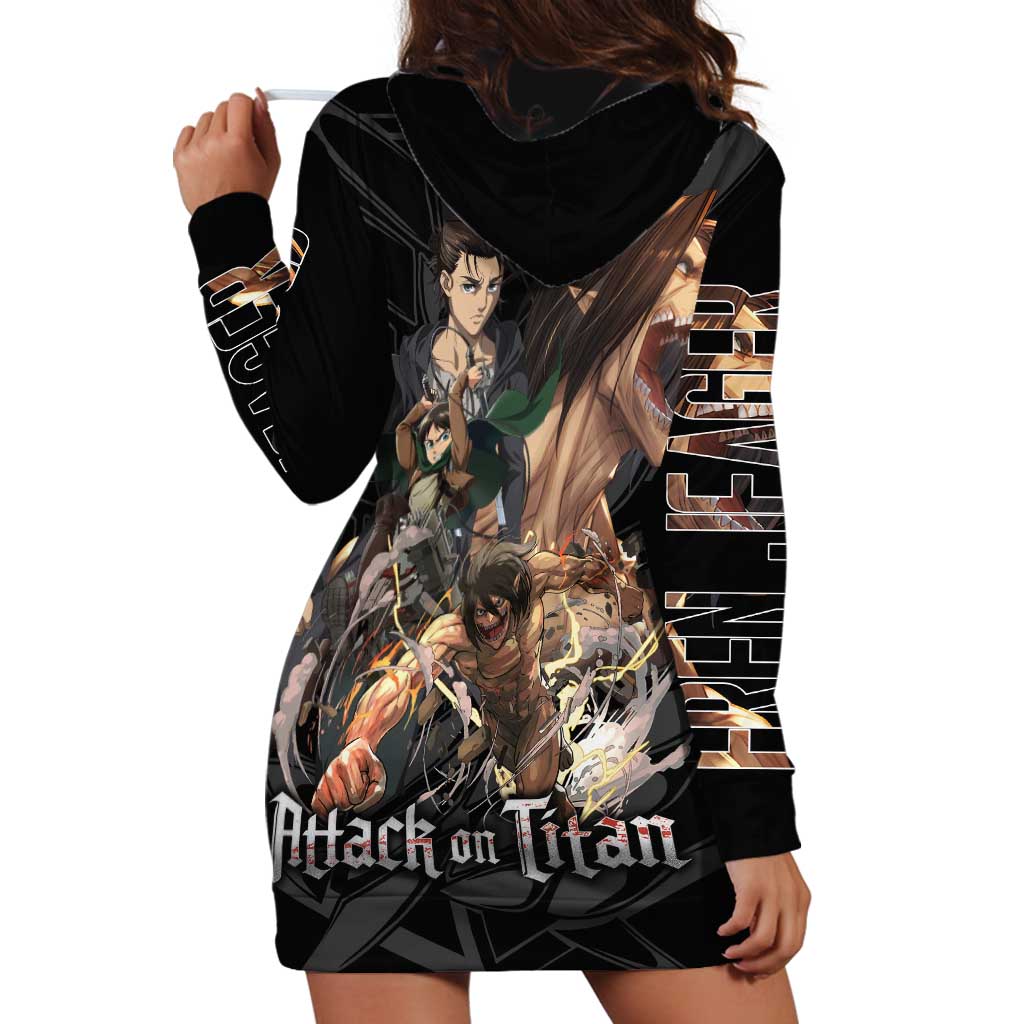 Eren Yeager Attack on Titan Hoodie Dress Anime Style - The Mazicc