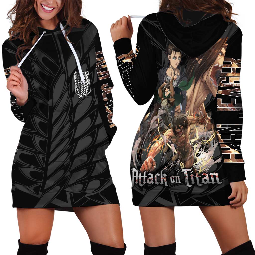 Eren Yeager Attack on Titan Hoodie Dress Anime Style - The Mazicc