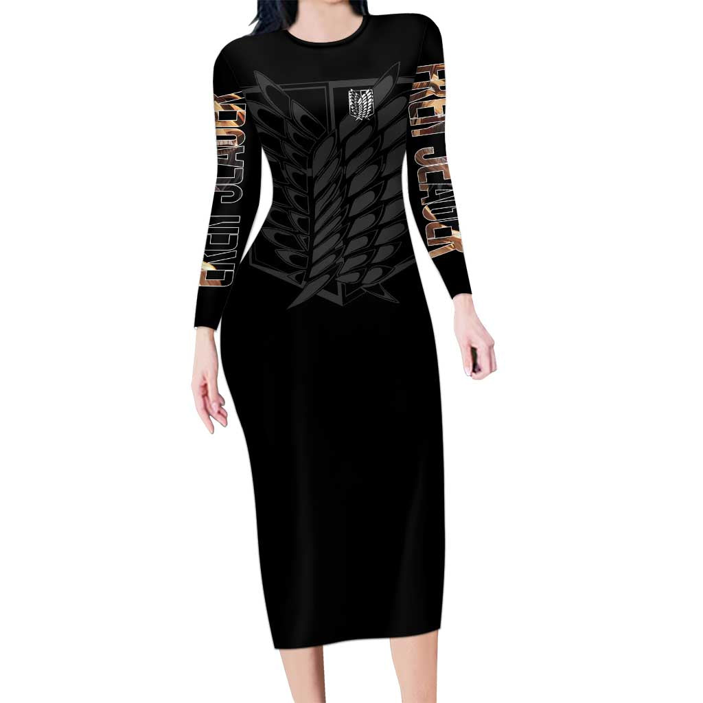 Eren Yeager Attack on Titan Long Sleeve Bodycon Dress Anime Style - The Mazicc