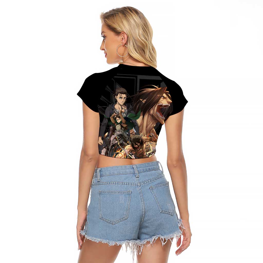Eren Yeager Attack on Titan Raglan Cropped T Shirt Anime Style - The Mazicc