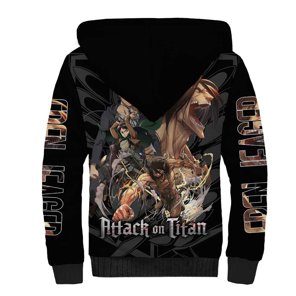 Eren Yeager Attack on Titan Sherpa Hoodie Anime Style - The Mazicc