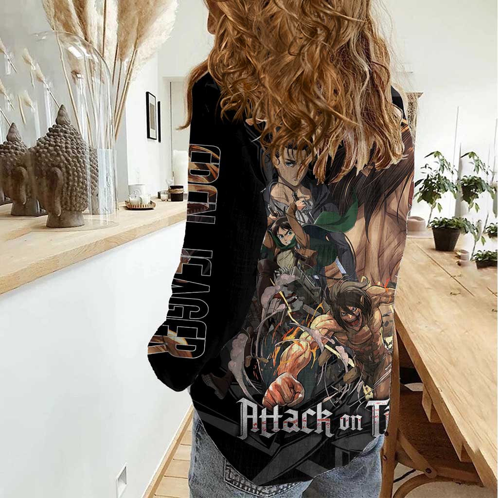 Eren Yeager Attack on Titan Women Casual Shirt Anime Style - The Mazicc
