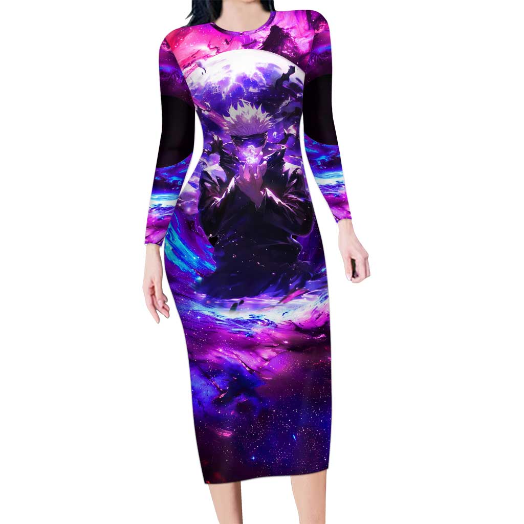 Trippy Gojo Satoru Jujutsu Kaisen Long Sleeve Bodycon Dress Anime Style - The Mazicc