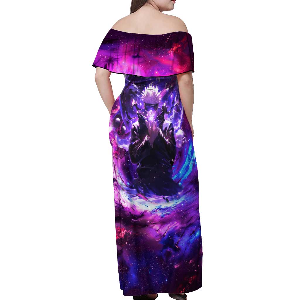 Trippy Gojo Satoru Jujutsu Kaisen Off Shoulder Maxi Dress Anime Style - The Mazicc