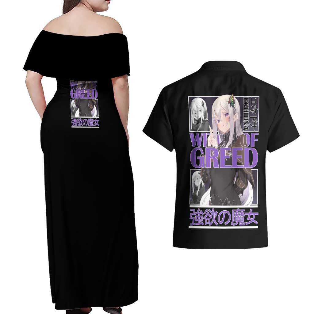 Echidna Re: Zero Couples Matching Off Shoulder Maxi Dress and Hawaiian Shirt Anime Style - The Mazicc