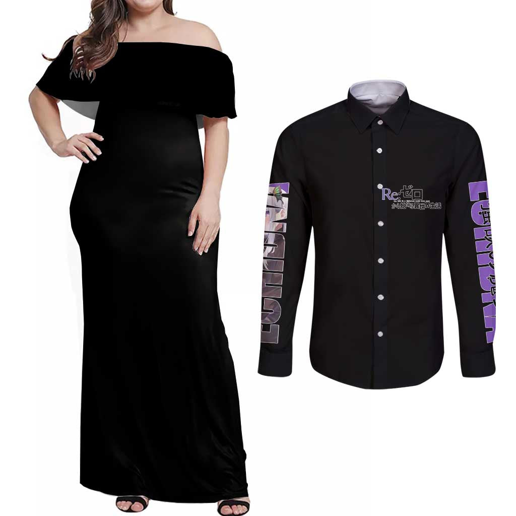 Echidna Re: Zero Couples Matching Off Shoulder Maxi Dress and Long Sleeve Button Shirt Anime Style - The Mazicc
