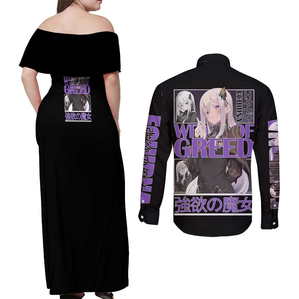 Echidna Re: Zero Couples Matching Off Shoulder Maxi Dress and Long Sleeve Button Shirt Anime Style - The Mazicc