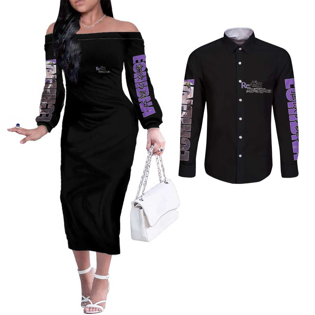 Echidna Re: Zero Couples Matching Off The Shoulder Long Sleeve Dress and Long Sleeve Button Shirt Anime Style - The Mazicc