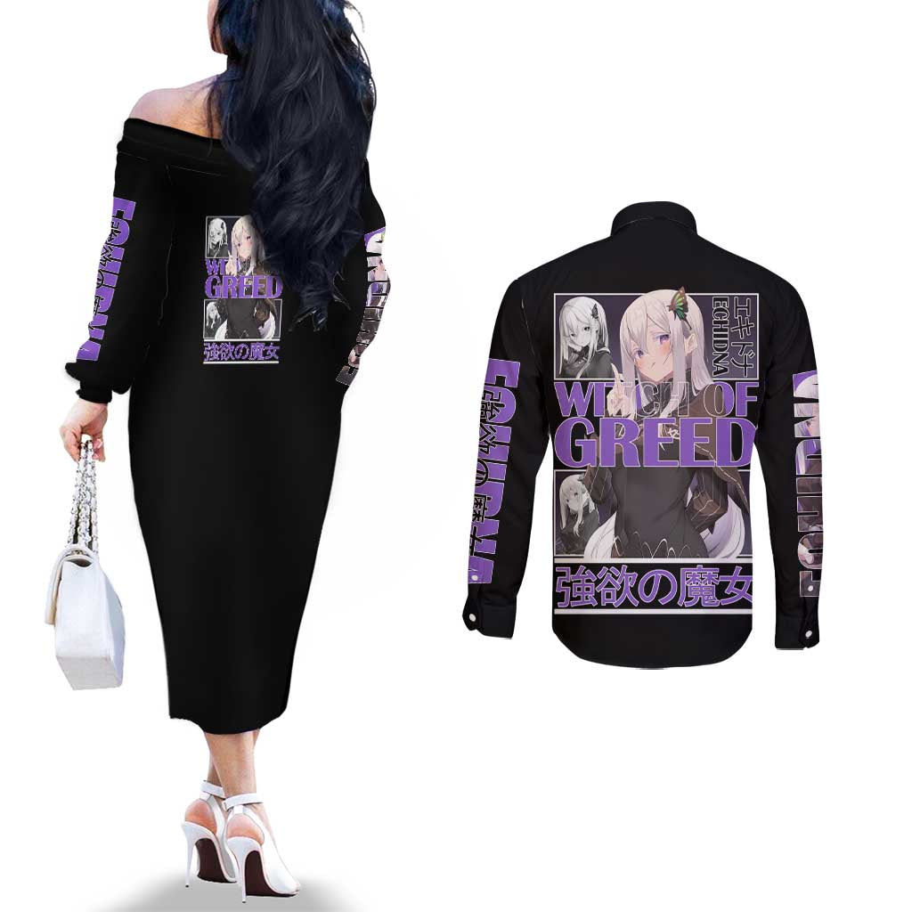 Echidna Re: Zero Couples Matching Off The Shoulder Long Sleeve Dress and Long Sleeve Button Shirt Anime Style - The Mazicc