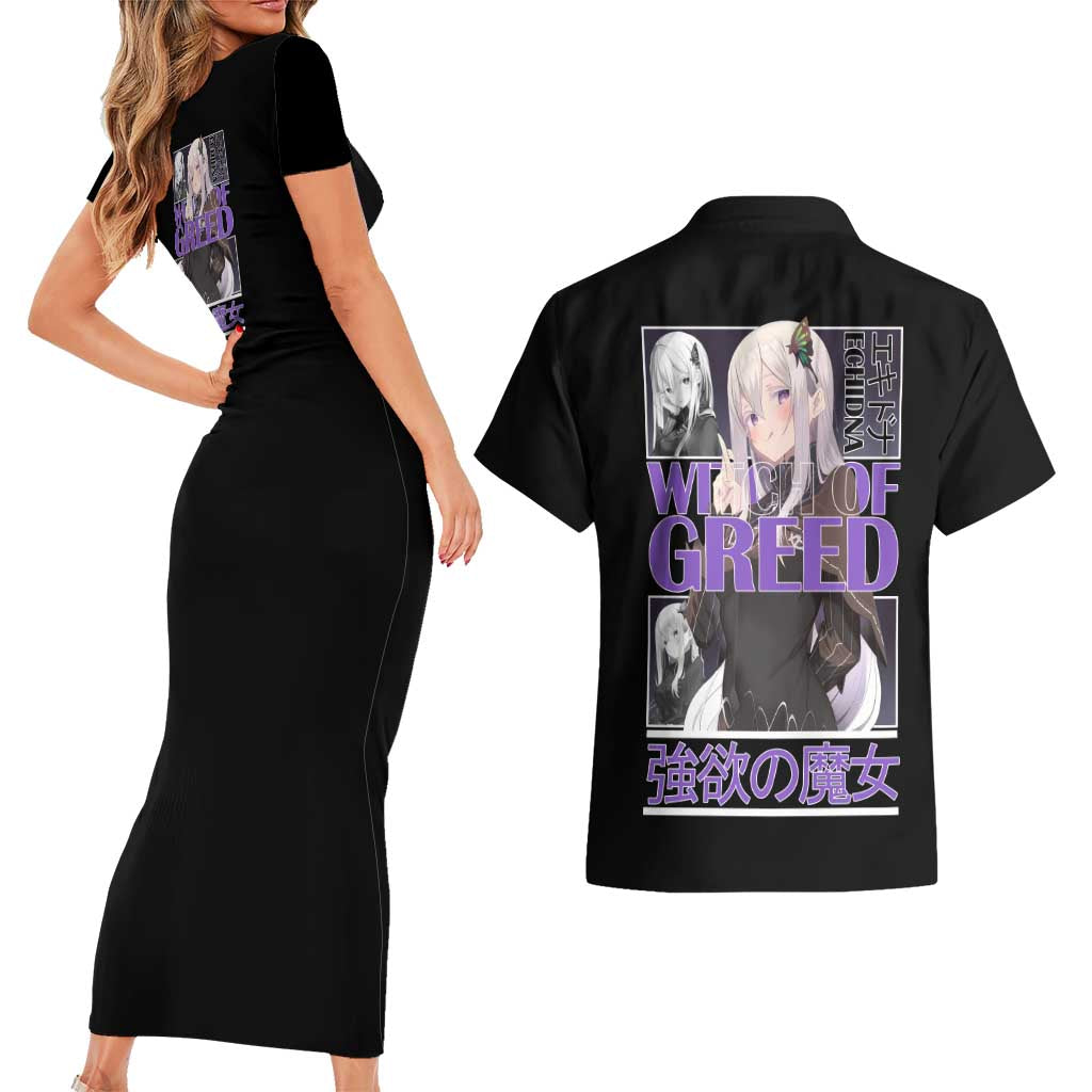 Echidna Re: Zero Couples Matching Short Sleeve Bodycon Dress and Hawaiian Shirt Anime Style - The Mazicc