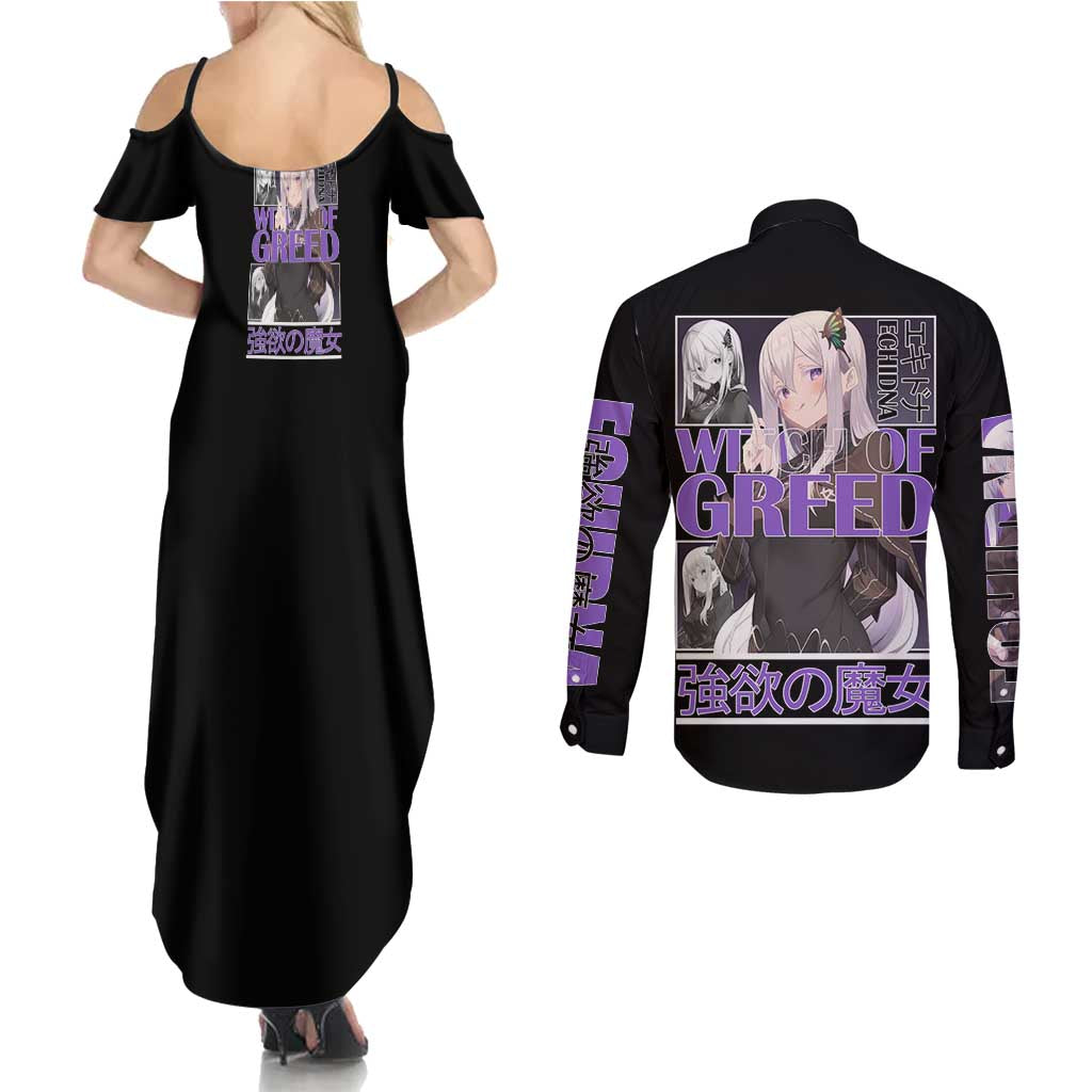 Echidna Re: Zero Couples Matching Summer Maxi Dress and Long Sleeve Button Shirt Anime Style - The Mazicc
