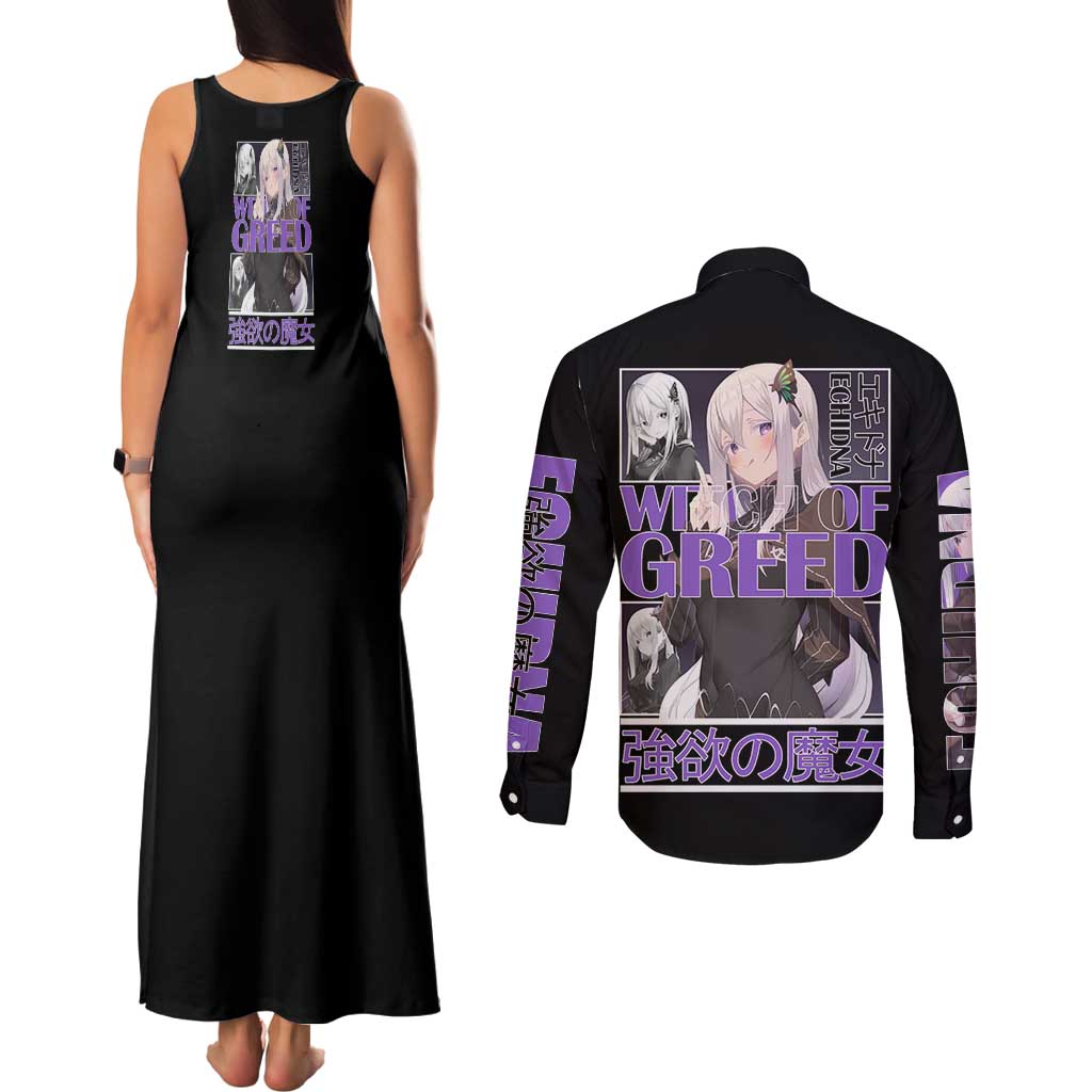 Echidna Re: Zero Couples Matching Tank Maxi Dress and Long Sleeve Button Shirt Anime Style - The Mazicc