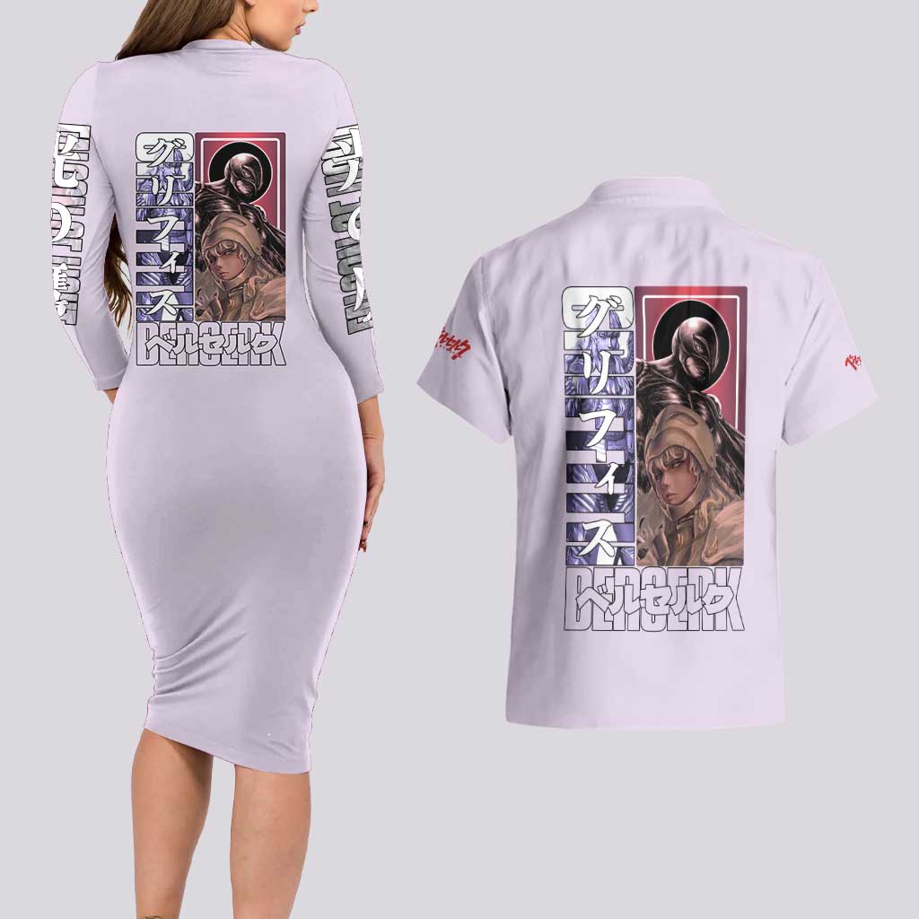 Griffith Berserk Couples Matching Long Sleeve Bodycon Dress and Hawaiian Shirt Anime Style