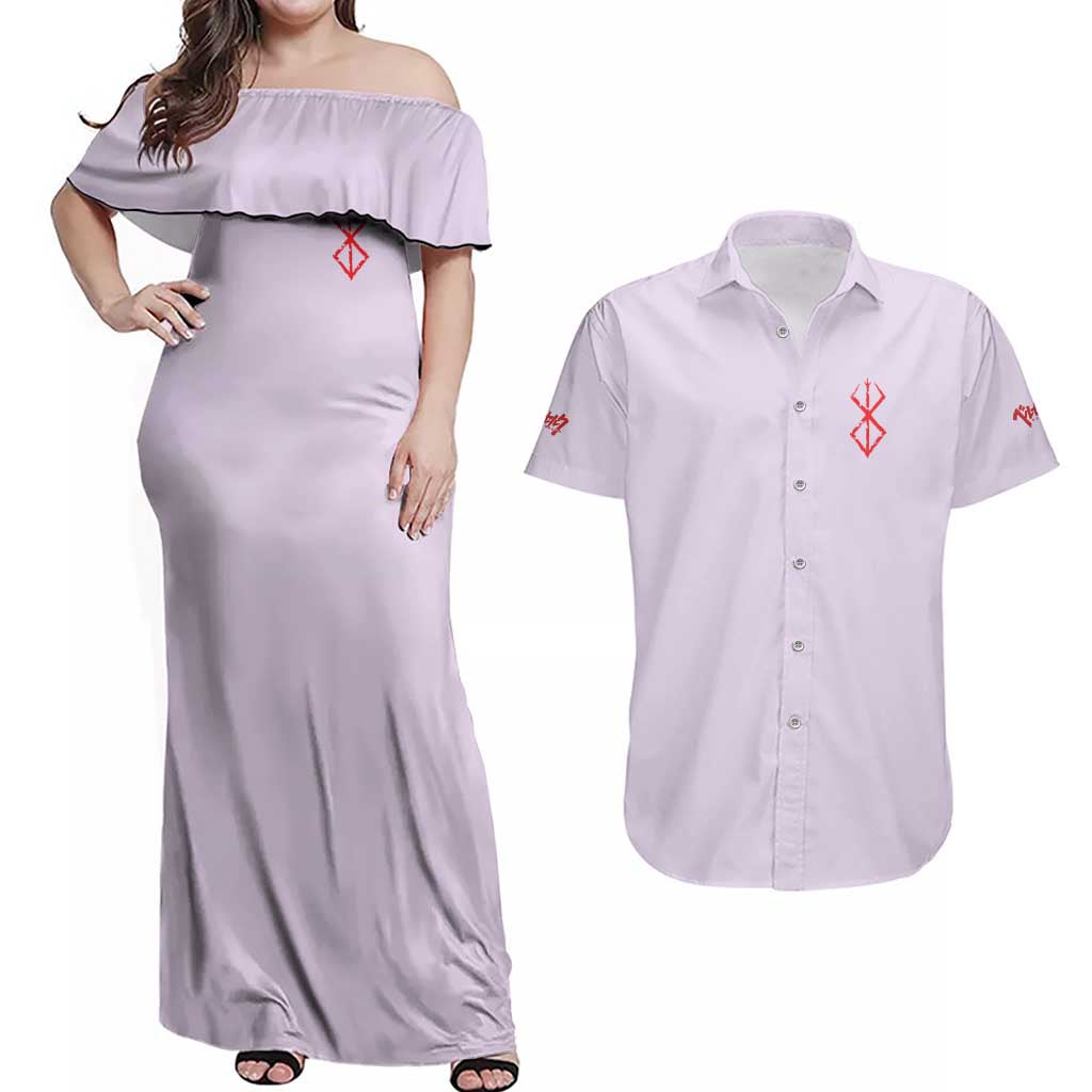 Griffith Berserk Couples Matching Off Shoulder Maxi Dress and Hawaiian Shirt Anime Style