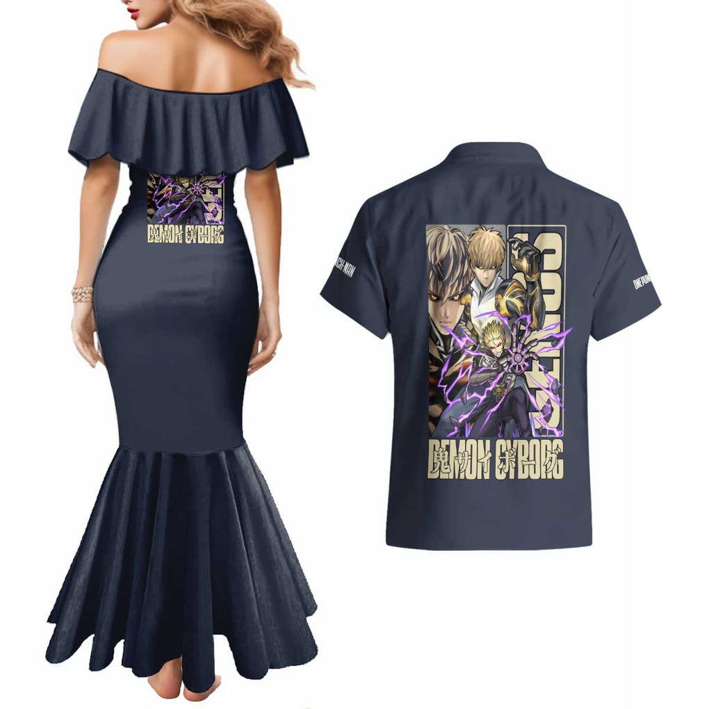 Genos S Level Hero - One Punch Man Couples Matching Mermaid Dress and Hawaiian Shirt Anime Style