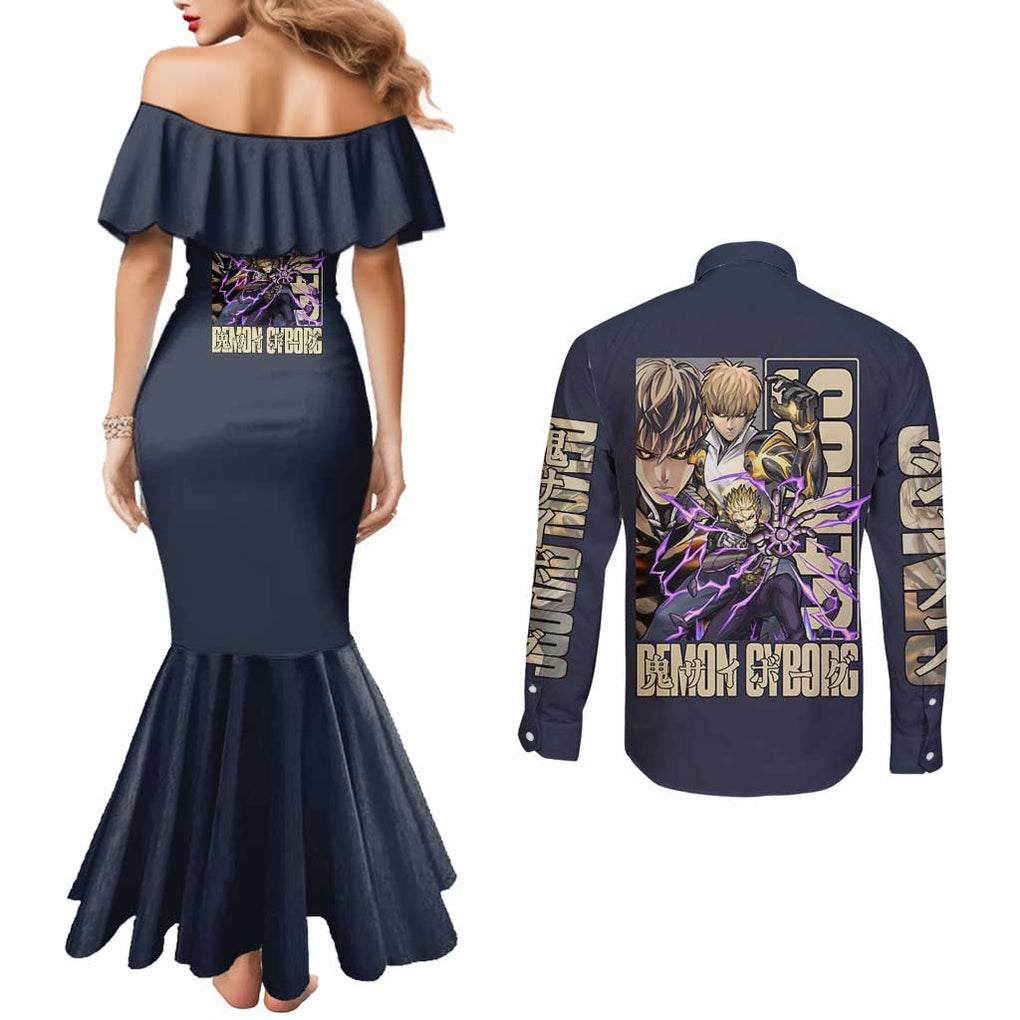 Genos S Level Hero - One Punch Man Couples Matching Mermaid Dress and Long Sleeve Button Shirt Anime Style