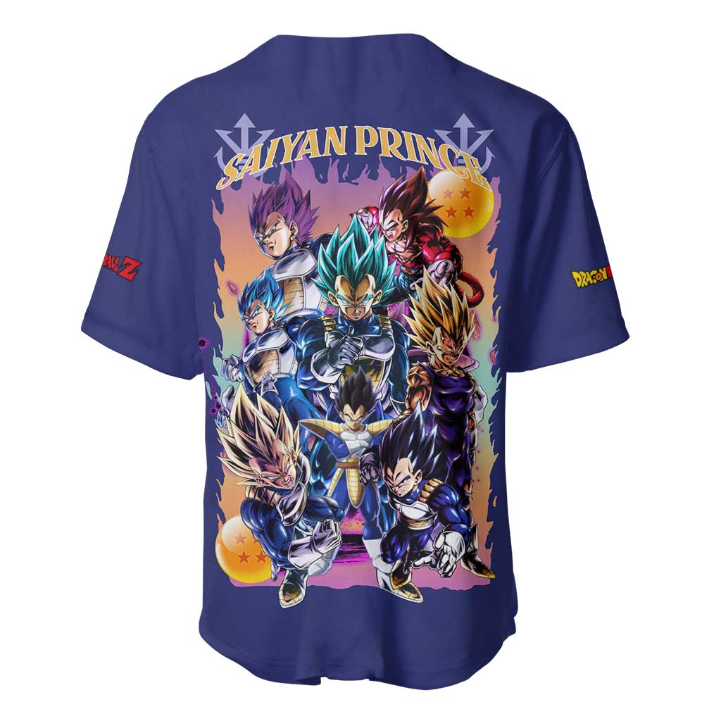 Vegeta V4 Dragon Ball Z Baseball Jersey Anime Style