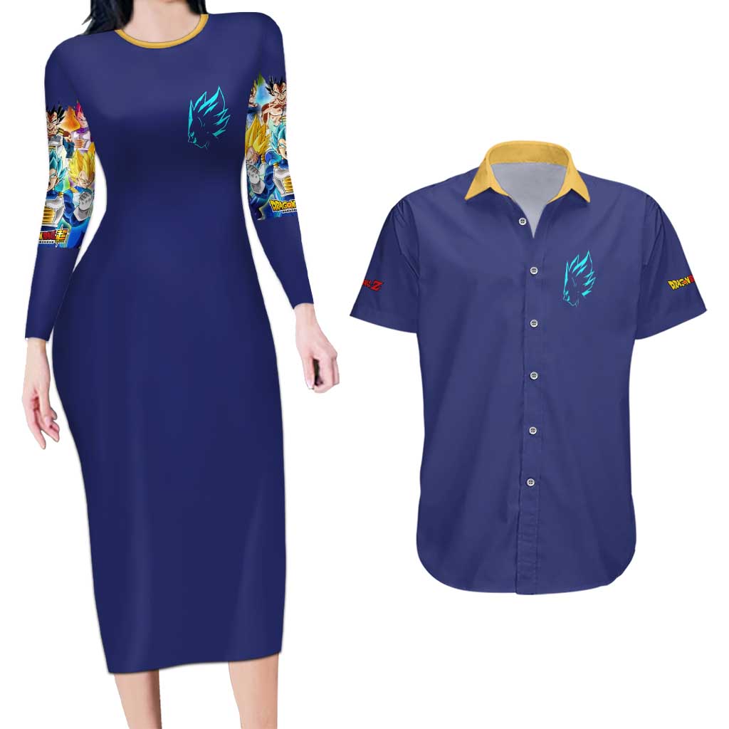Vegeta V4 Dragon Ball Z Couples Matching Long Sleeve Bodycon Dress and Hawaiian Shirt Anime Style