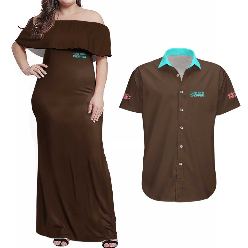 Tony Tony Chopper V4 One Piece Couples Matching Off Shoulder Maxi Dress and Hawaiian Shirt Anime Style