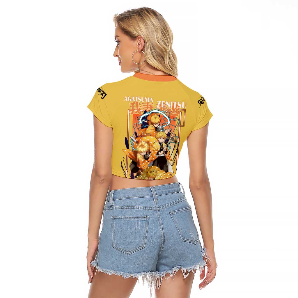 Agatsuma Zenitsu V2 Demon Slayer Raglan Cropped T Shirt Anime Style