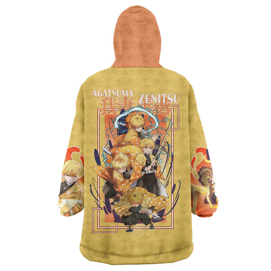 Agatsuma Zenitsu V2 Demon Slayer Wearable Blanket Hoodie Anime Style