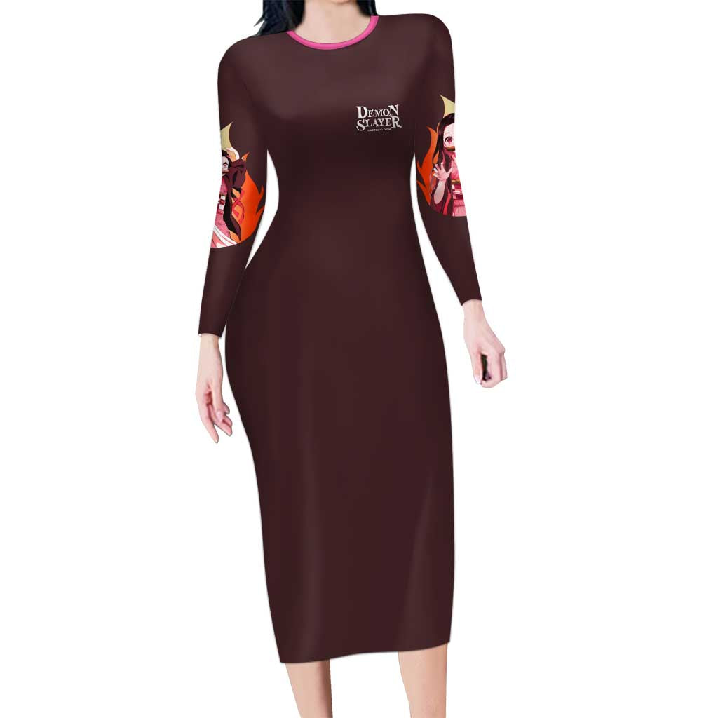 Kamado Nezuko V2 Demon Slayer Long Sleeve Bodycon Dress Anime Style
