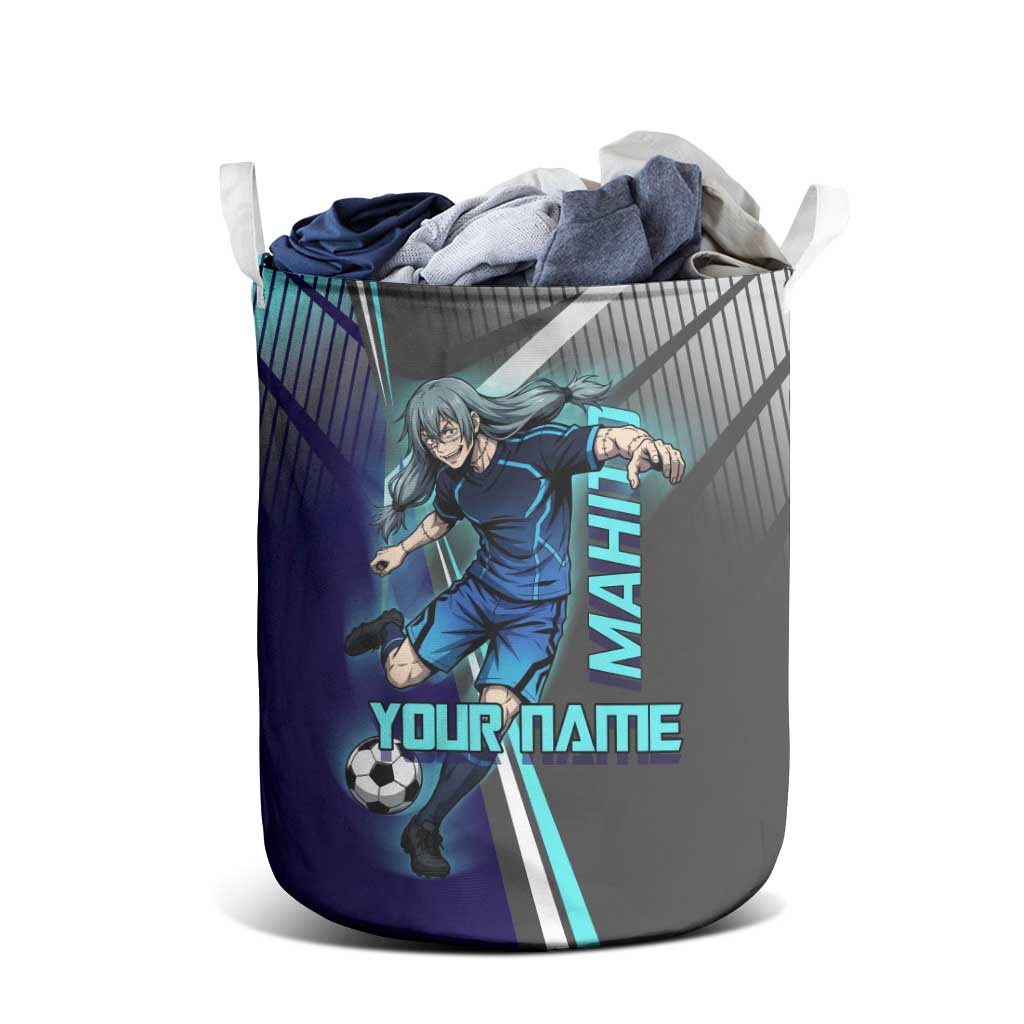 Personalized Mahito Jujutsu Kaisen Laundry Basket with Teal Gradient and Blue Uniform Design