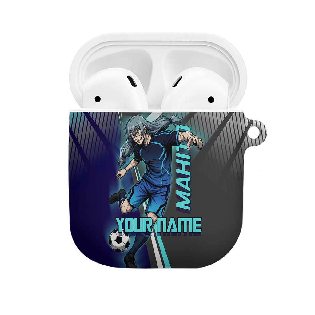 Personalized Mahito Jujutsu Kaisen AirPods Case with Teal Gradient and Blue Uniform Design