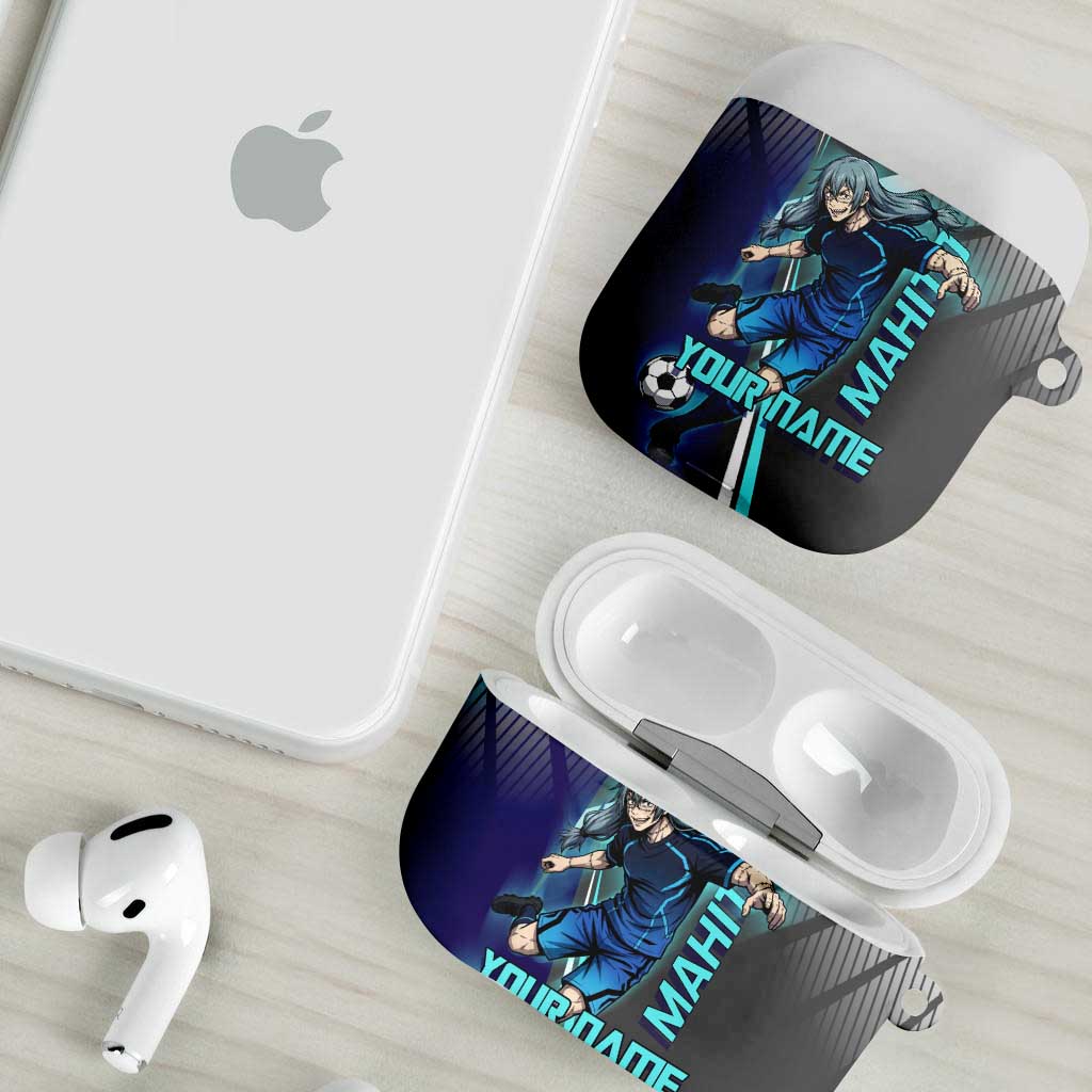 Personalized Mahito Jujutsu Kaisen AirPods Case with Teal Gradient and Blue Uniform Design