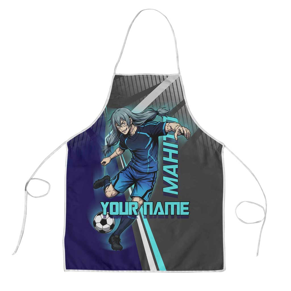 Personalized Mahito Jujutsu Kaisen Apron with Teal Gradient and Blue Uniform Design