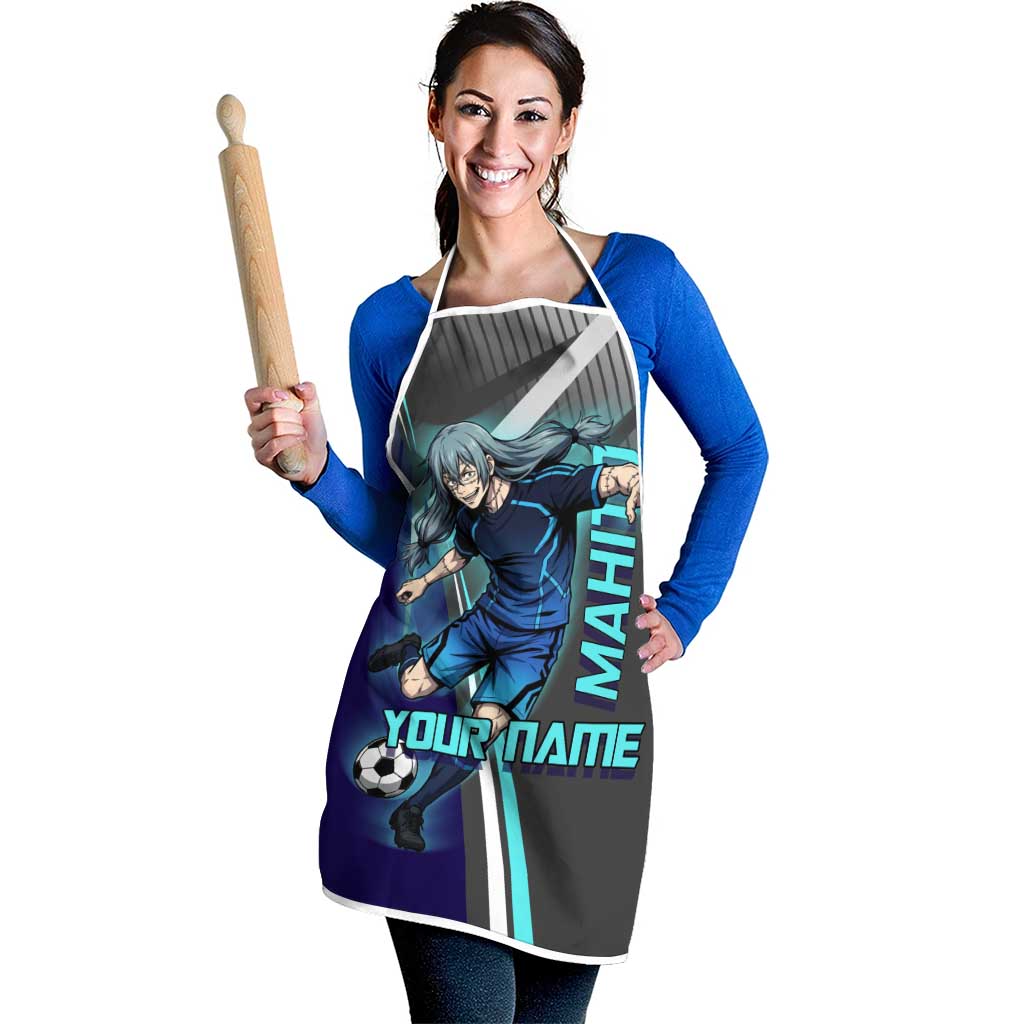 Personalized Mahito Jujutsu Kaisen Apron with Teal Gradient and Blue Uniform Design