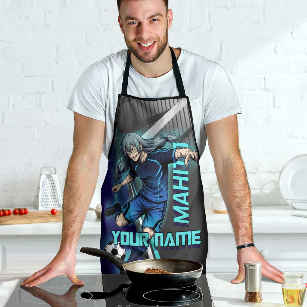Personalized Mahito Jujutsu Kaisen Apron with Teal Gradient and Blue Uniform Design