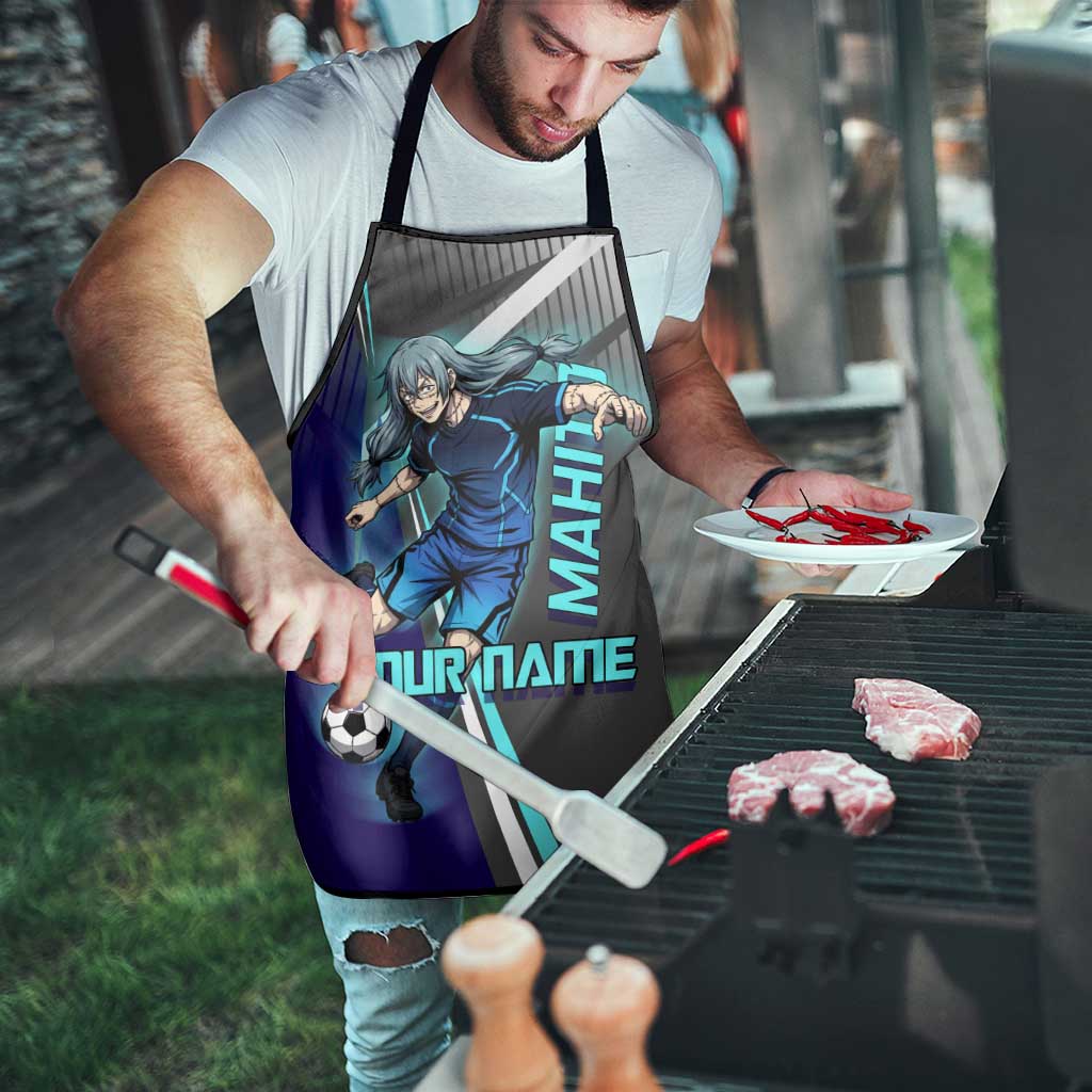Personalized Mahito Jujutsu Kaisen Apron with Teal Gradient and Blue Uniform Design