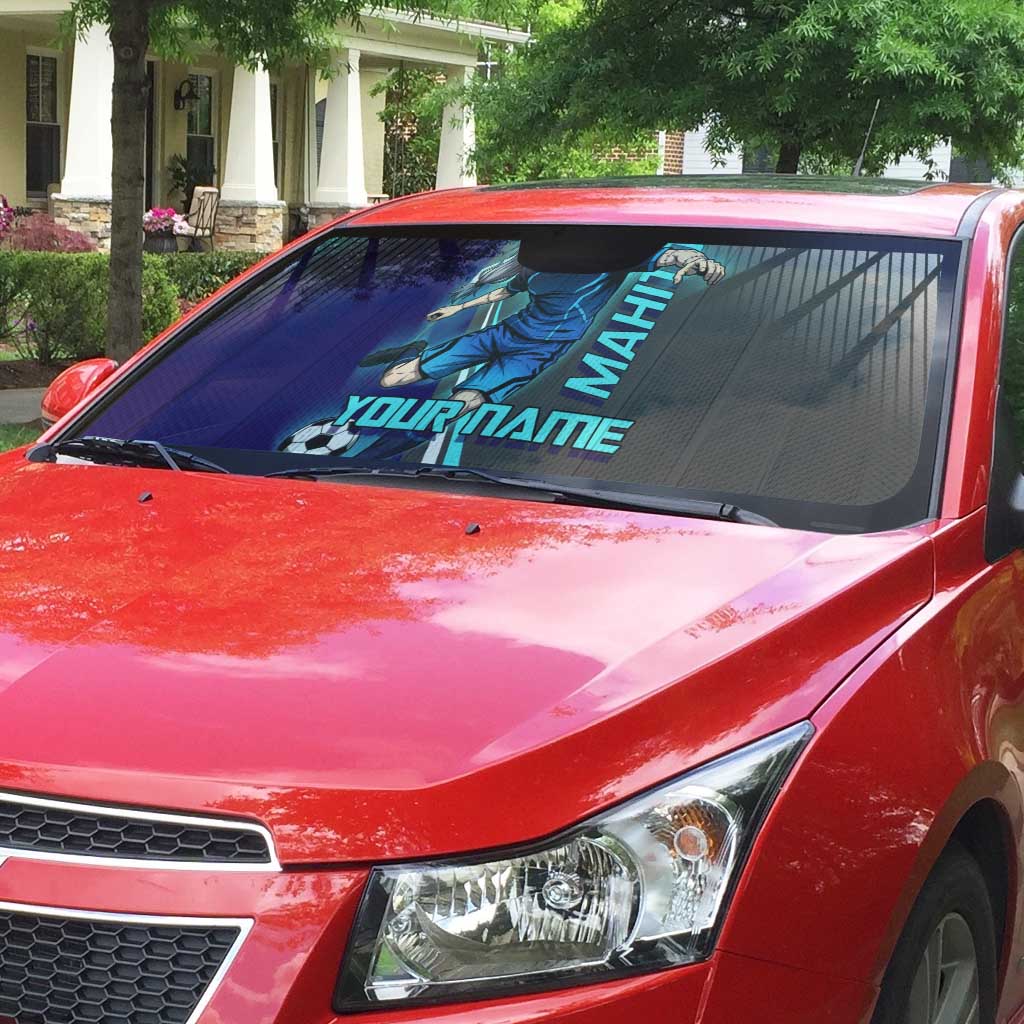 Personalized Mahito Jujutsu Kaisen Auto Sun Shade with Teal Gradient and Blue Uniform Design