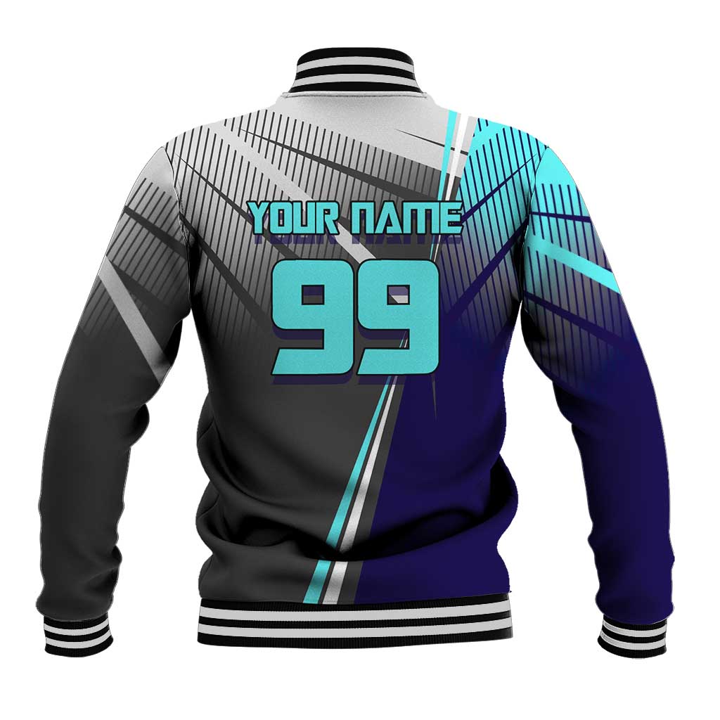 Personalized Mahito Jujutsu Kaisen Baseball Jacket with Teal Gradient and Blue Uniform Design