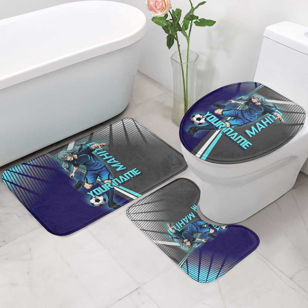 Personalized Mahito Jujutsu Kaisen Bathroom Set with Teal Gradient and Blue Uniform Design